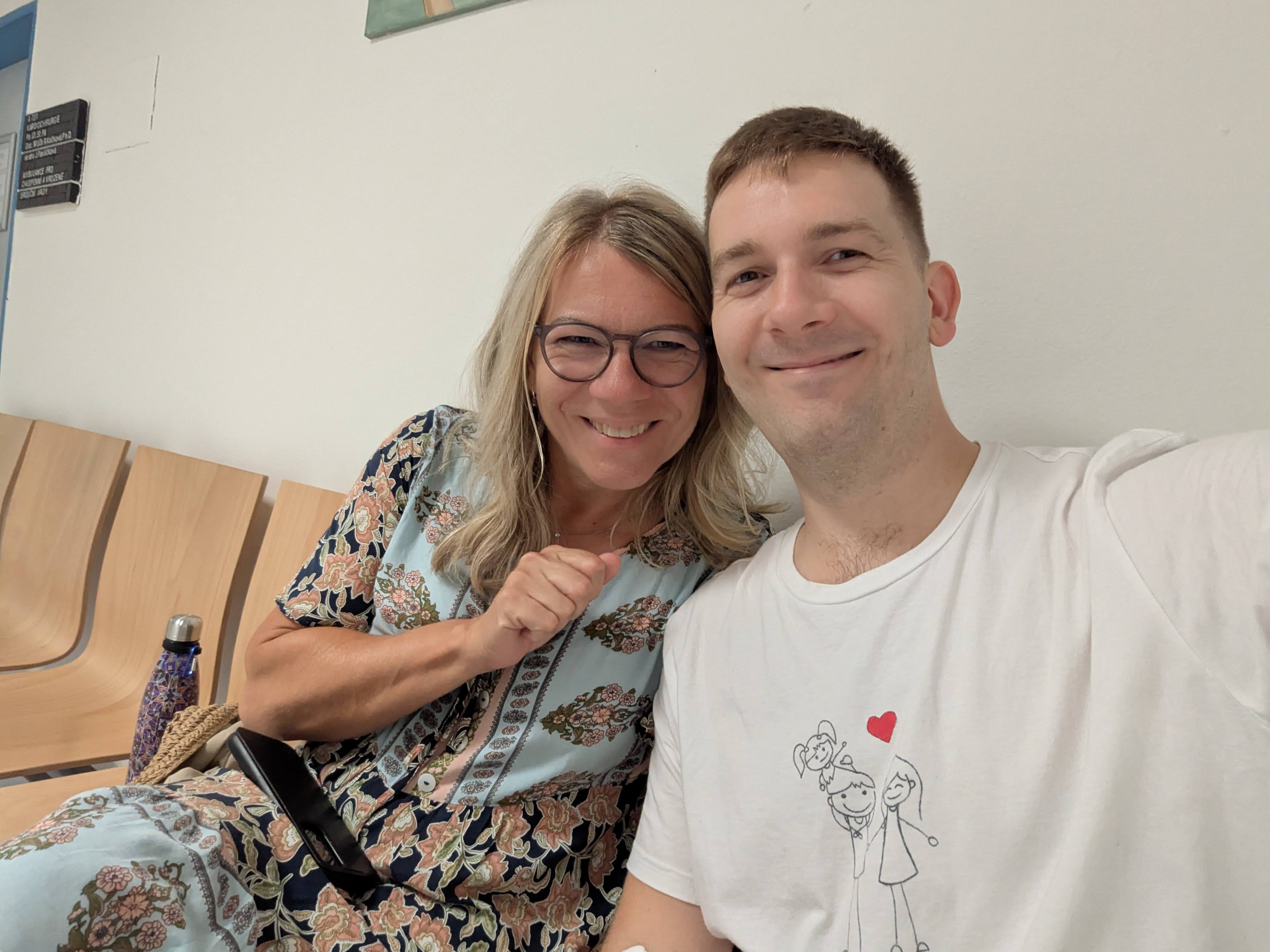 Patrik's wife visiting at the hospital